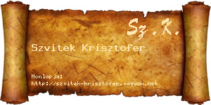 Szvitek Krisztofer névjegykártya